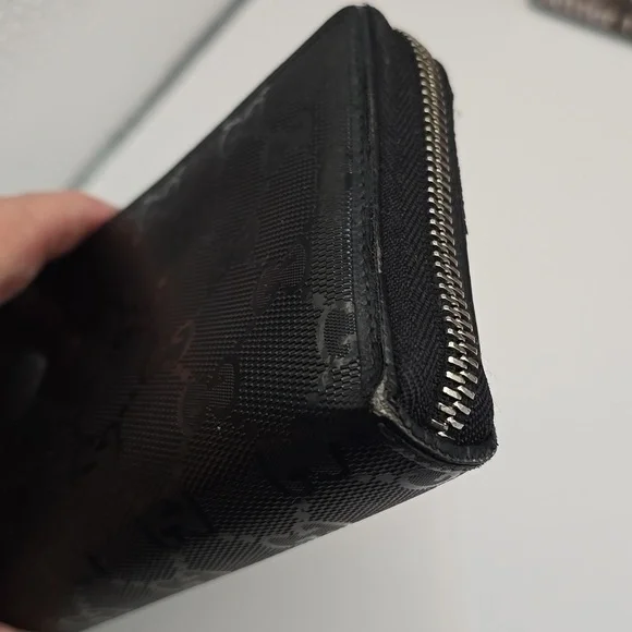 Gucci Guccissima Black GG Logo Coated Canvas Long Wallet - Picture 9 of 16